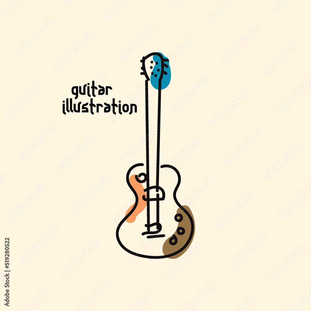 guitar illustration for poster, banner, media social, template