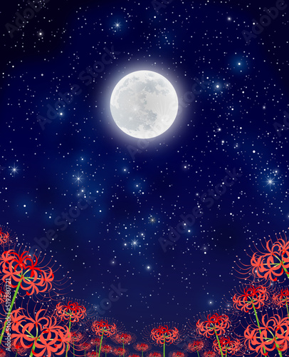 ヒガンバナ　彼岸花　満月