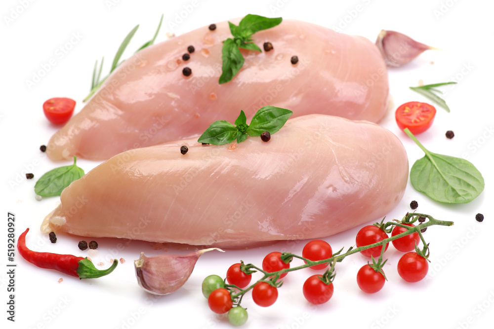 Chicken meat on a white background Chicken meat on a white background