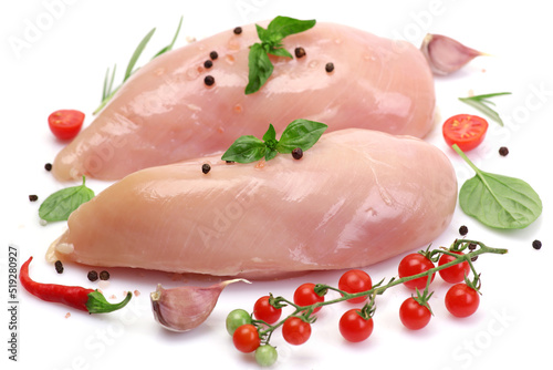 Chicken meat on a white background