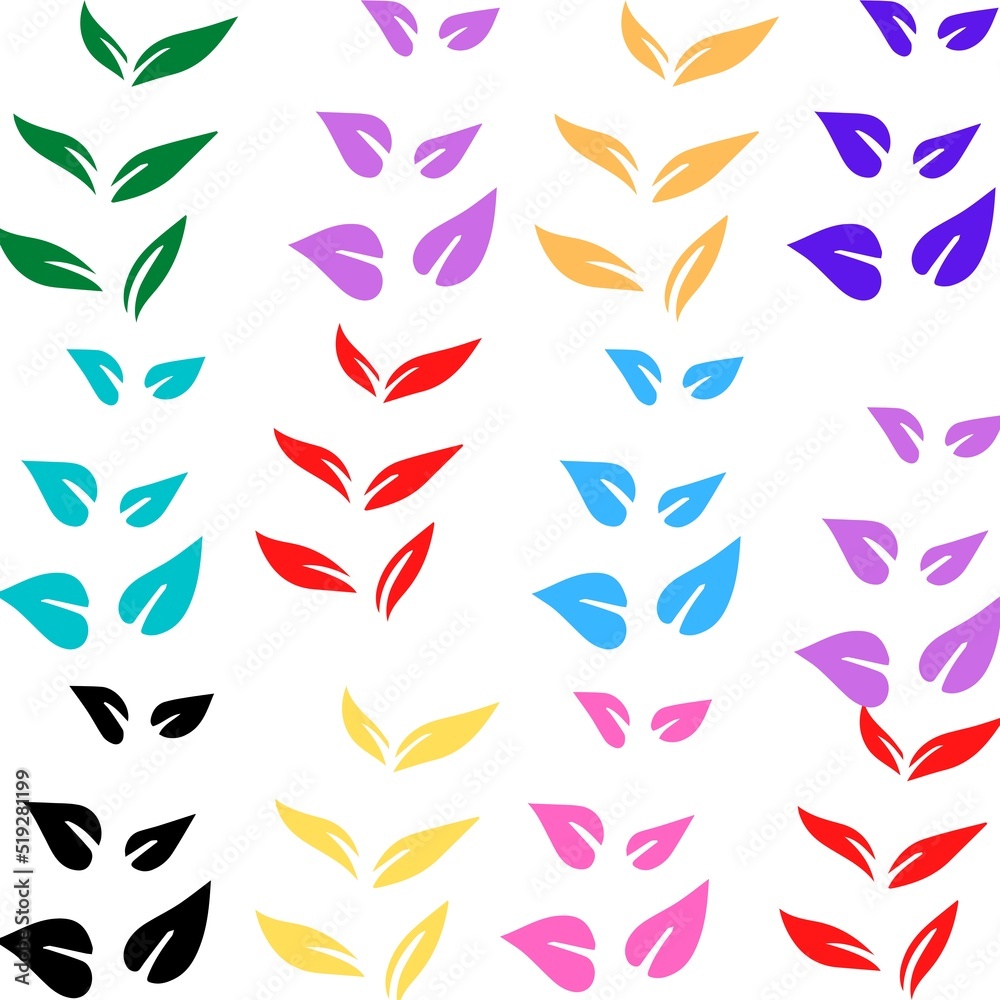 Multiple colourful leaf background. Various colours leaf in single frame 