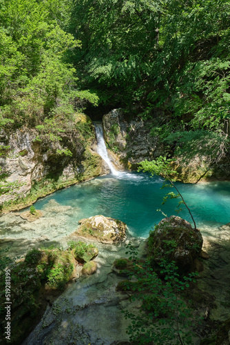 waterfall on the Urederra river, Urbasa-Andía Natural Park, Navarra, Spain