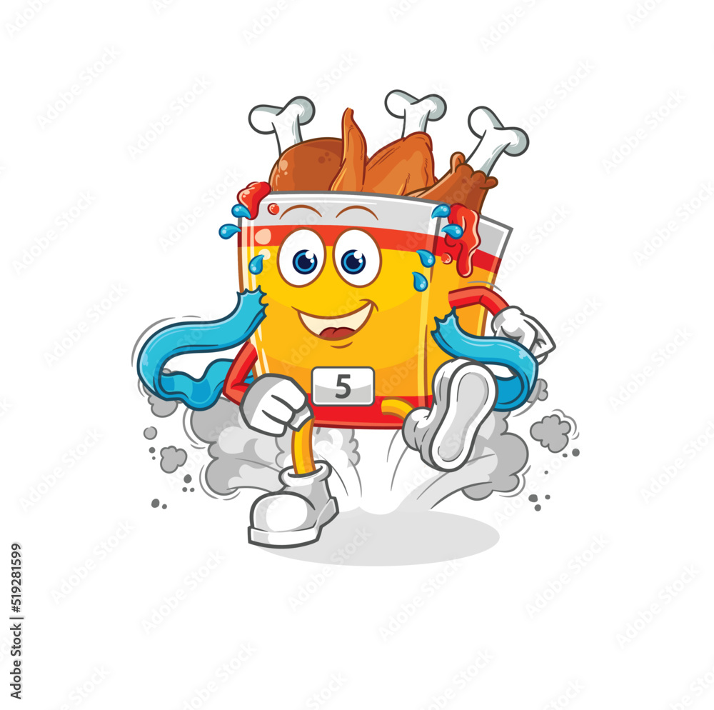 Obraz premium fried chicken runner character. cartoon mascot vector