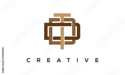 TDD initial monogram logo, creative typography logo vector template. photo