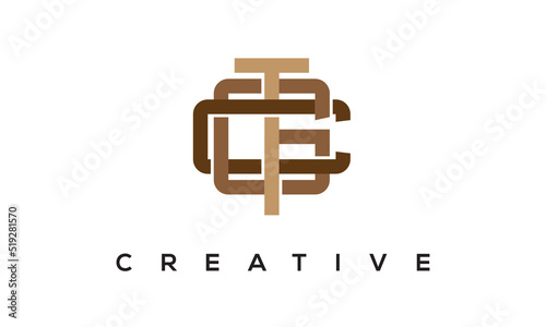 TGC initial monogram logo, creative typography logo vector template.