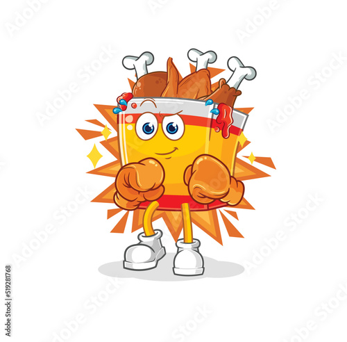 fried chicken boxer character. cartoon mascot vector