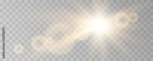 Vector golden glow light bling effect. Glow lens glare. Stock royalty free vector illustration