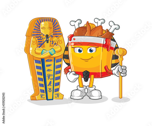 fried chicken ancient egypt cartoon. cartoon mascot vector