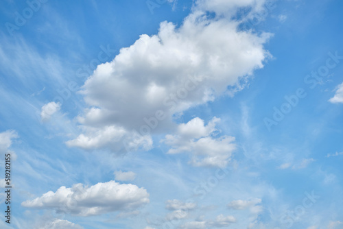 Clear blue sky and white clouds in summer during the daytime