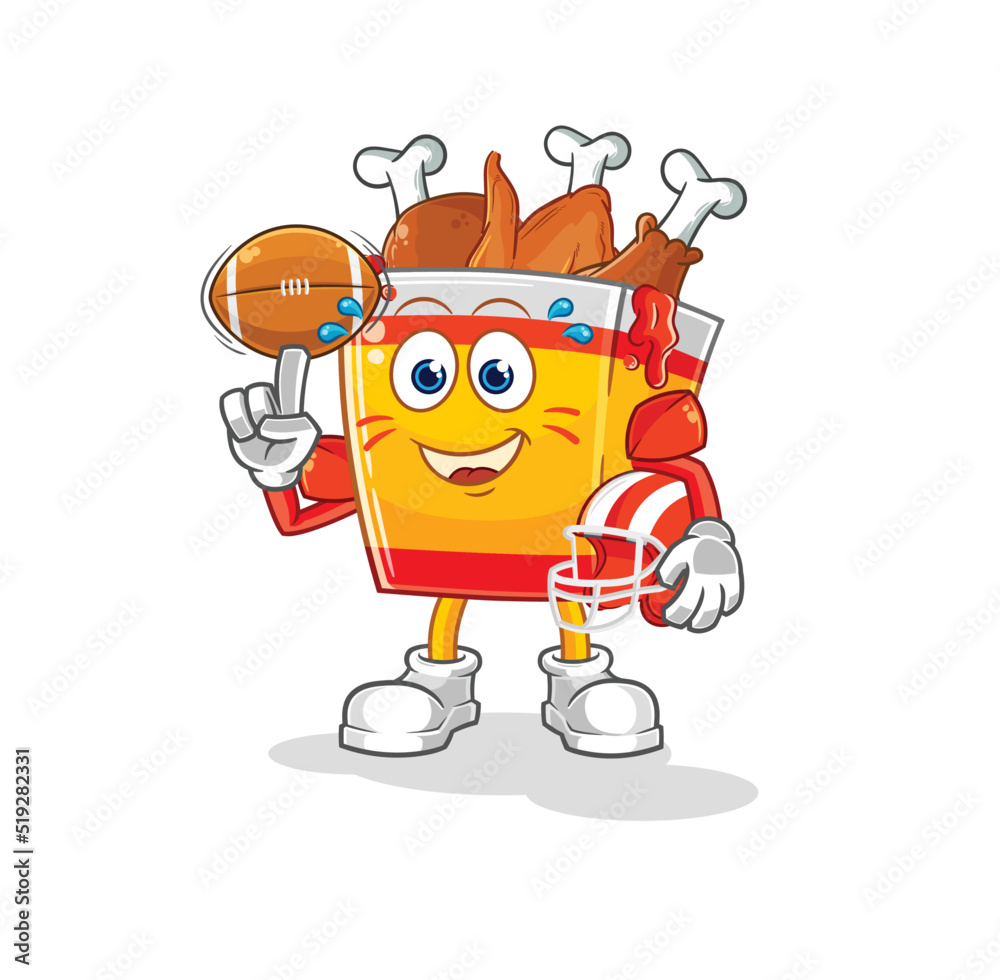 fried chicken playing rugby character. cartoon mascot vector fried chicken playing rugby character. cartoon mascot vector