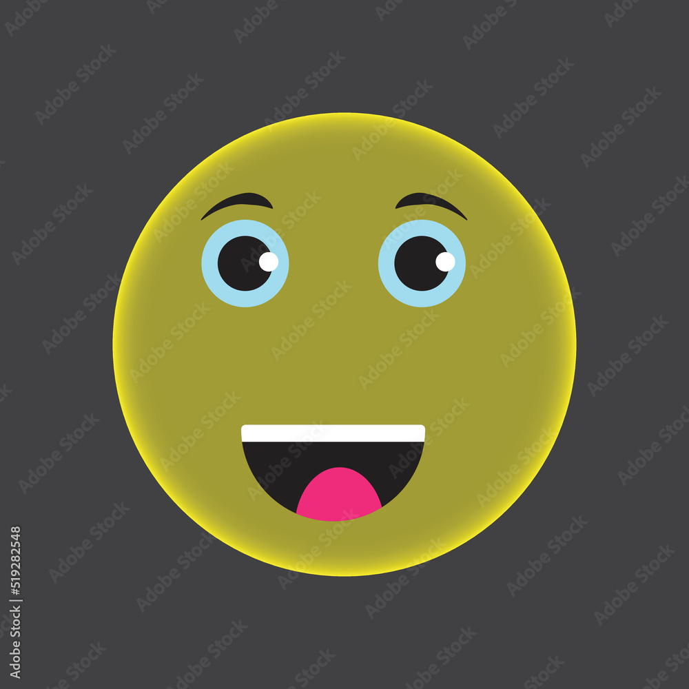 Fototapeta premium happy cute funny smiley emoji face expression vector illustration 