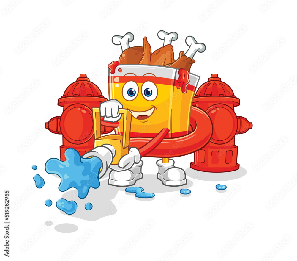 Fototapeta premium fried chicken firefighter vector. cartoon character