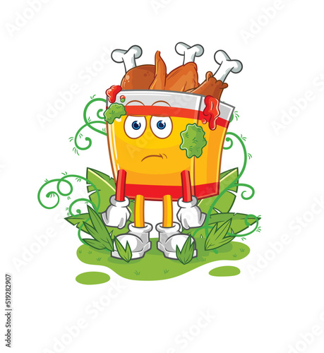 fried chicken waiting too long mascot. cartoon vector