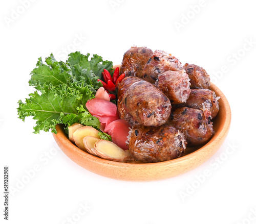 Northeastern Sausage, Riceberry isolated on white background