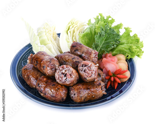 Northeastern Sausage, Riceberry isolated on white background