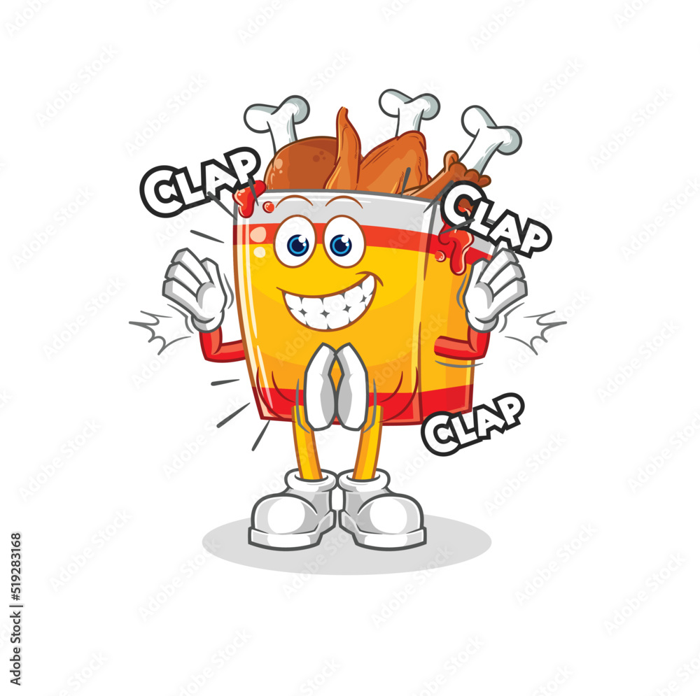 fried chicken applause illustration. character vector