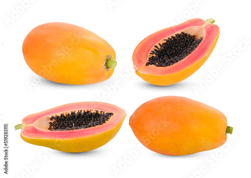 papaya fruit isolated 0n white background
