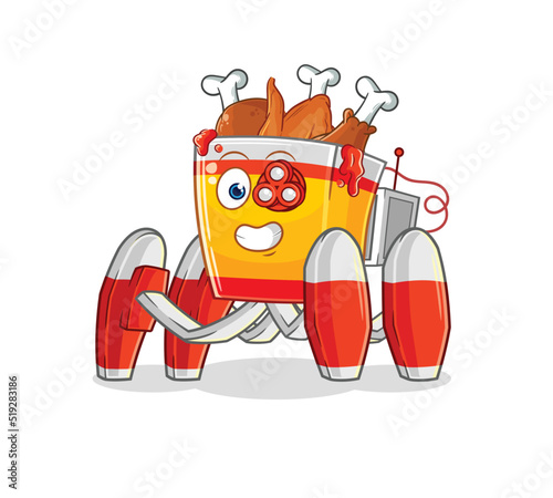 fried chicken future robot vector. cartoon character