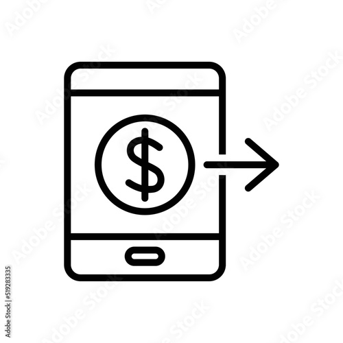 Mobile banking money withdrawal icon vector graphic illustration
