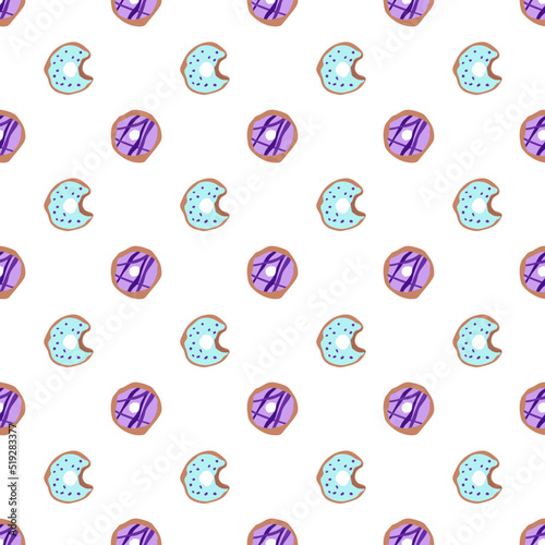 seamless pattern with glazed donuts. Bright juicy pattern on a white background