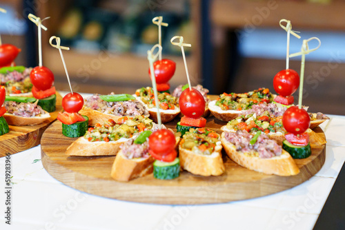  sandwiches with pate and vegetables. tartarus 