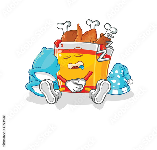fried chicken sleeping character. cartoon mascot vector