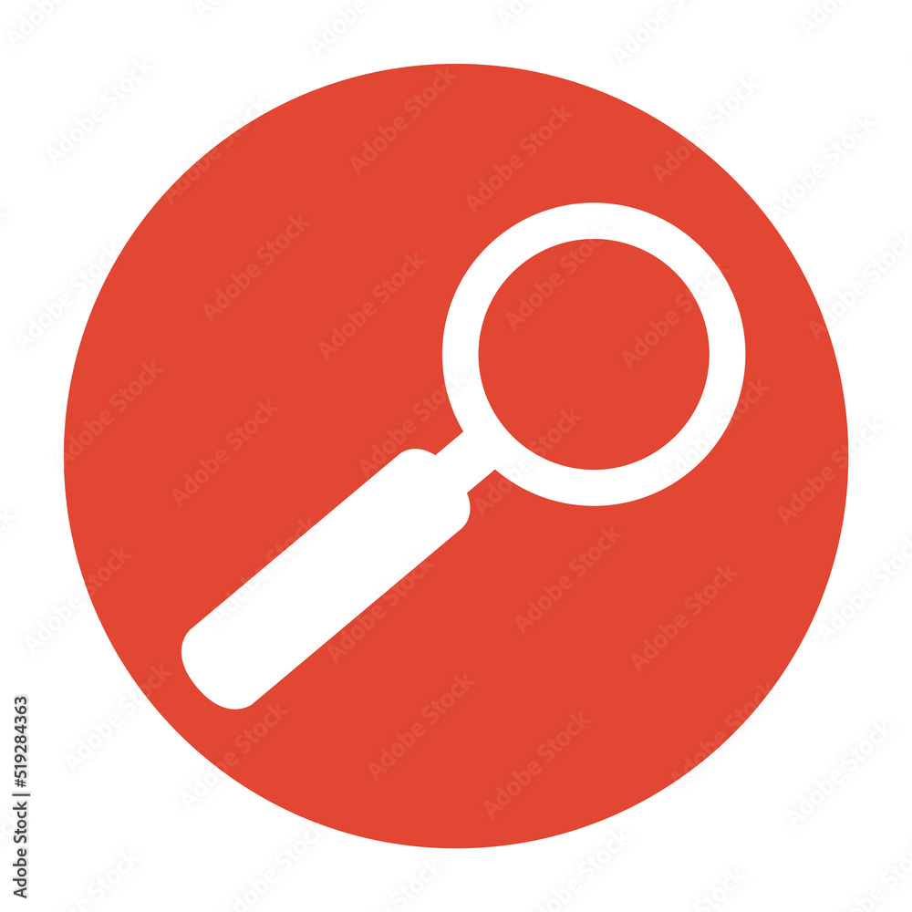 Roter Button: Suchen und Finden mit Lupe Icon Roter Button: Suchen und Finden mit Lupe Icon