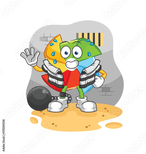 paper windmill baker with bread. cartoon mascot vector