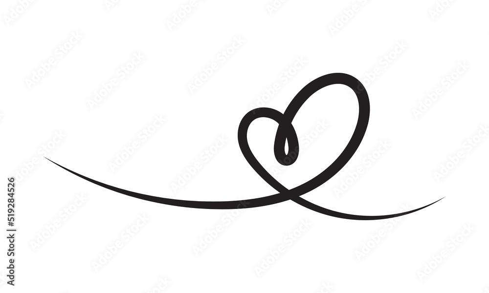 Hand drawn heart symbol. Love Continuous line drawing Hand drawn heart symbol. Love Continuous line drawing