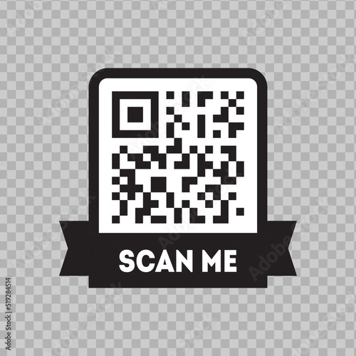 Scan me icon with QR code. Qrcode tempate for mobile app