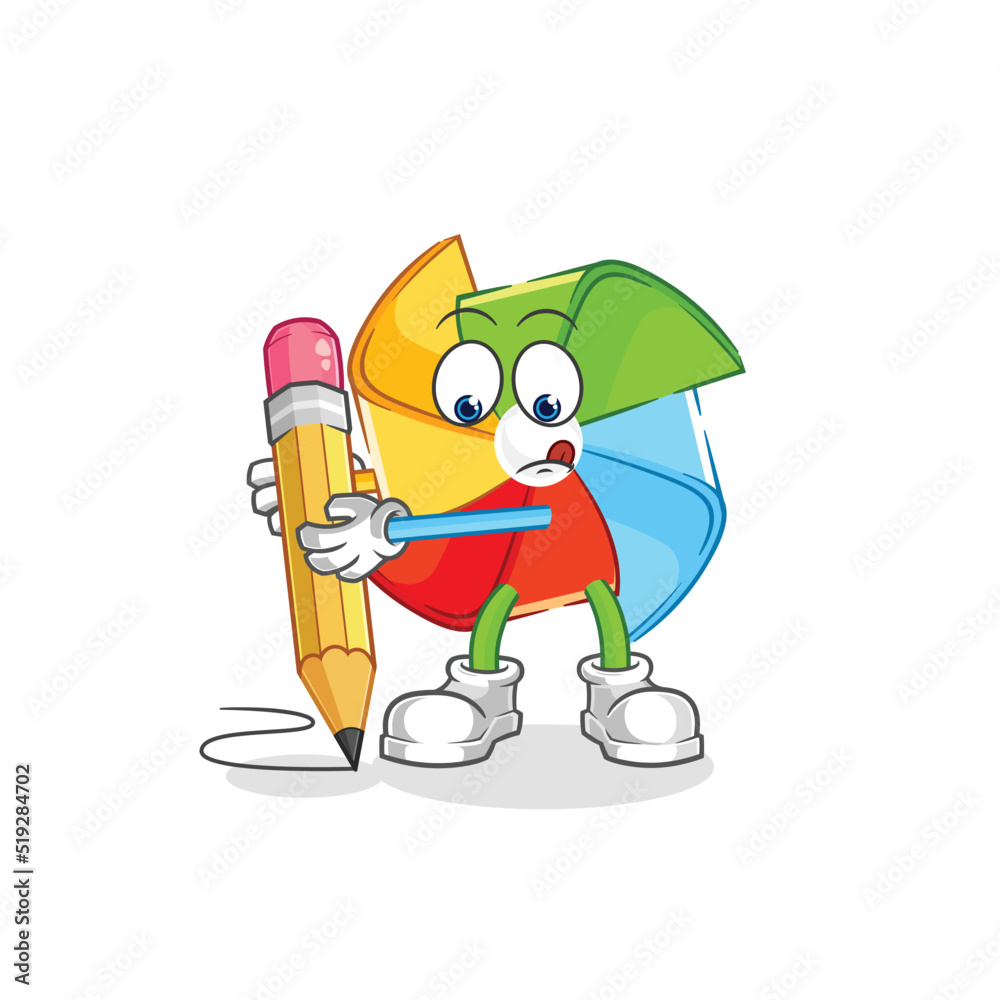 paper windmill goes to school vector. cartoon character