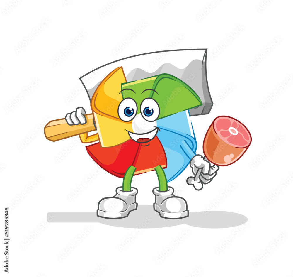 paper windmill welder mascot. cartoon vector