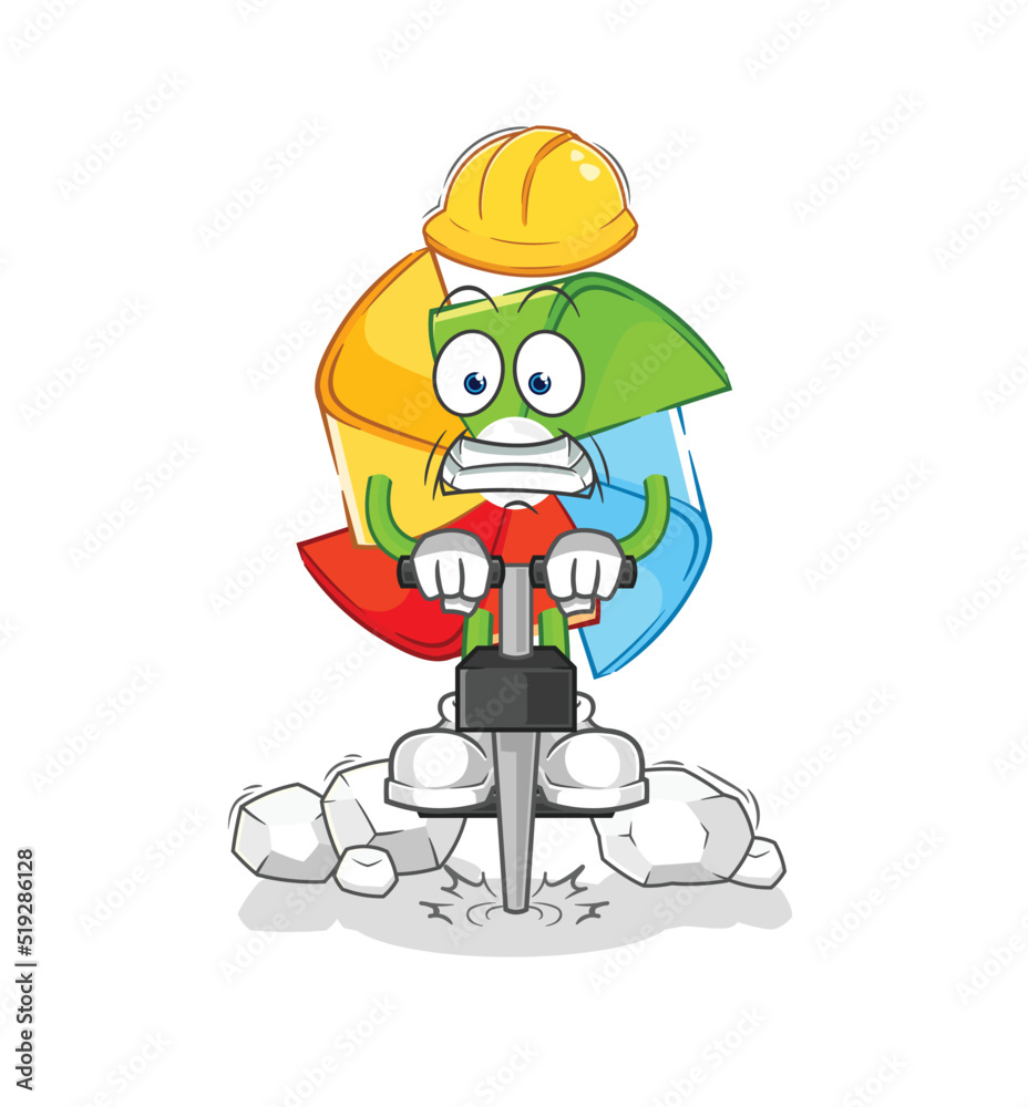 Fototapeta premium paper windmill windsurfing character. mascot vector