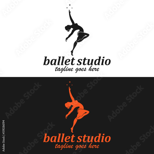 ballet dancer woman logo. ballet studio logo
