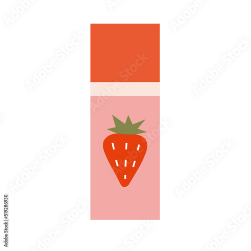 Cute eraser with strawberry, cartoon style. Trendy modern vector illustration isolated on white background, hand drawn, flat