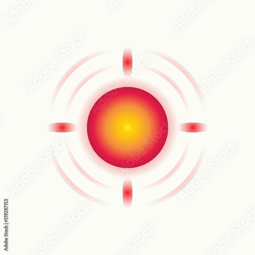 Vector pain concentration medical sign isolated on white background for headache, muscular and stomach ache designation. Pain red circle symbol painkiller drugs, infographic. 10 eps