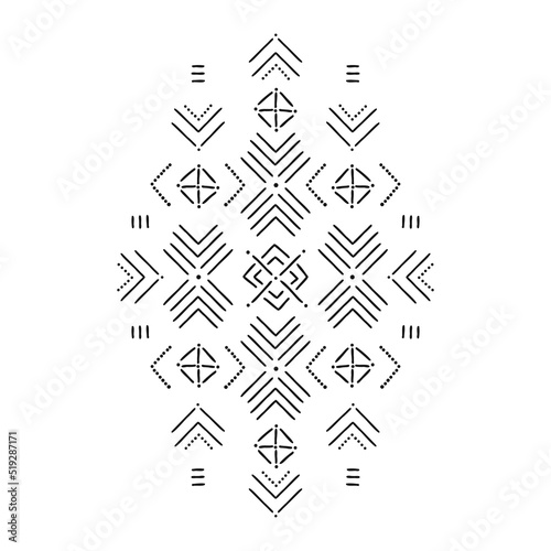 African Tribal Mud cloth ornamental composition vector illustration isolated on white. Bohemian traditional folk decorative print perfect for home textile fabric pillows design.