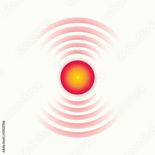Vector pain concentration medical sign. Pain red circle symbol isolated on white background for painkiller drugs, headache, muscular and stomach ache designation, infographic. 10 eps