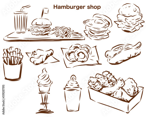 ハンバーガー屋のメニューセット