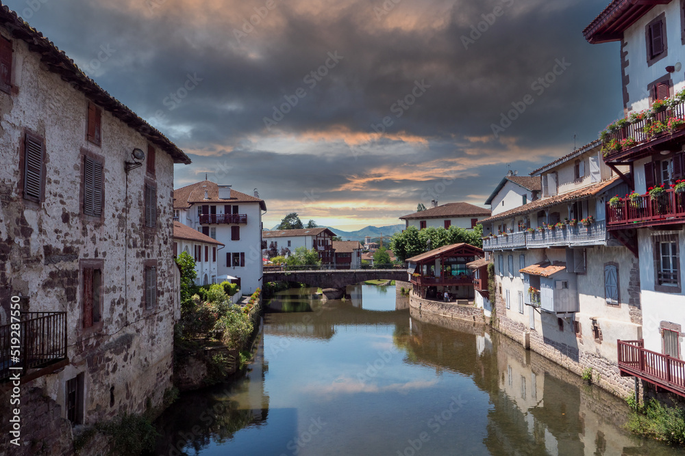 Pretty village of Saint Jean Pied de Port, Pyrenes mountains, France