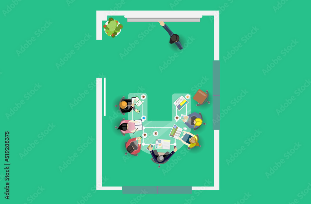 Obraz premium plan office work working.illustration business modern design idea concept. network,success,think,analyze,communicate, futuristic idea innovation technology.