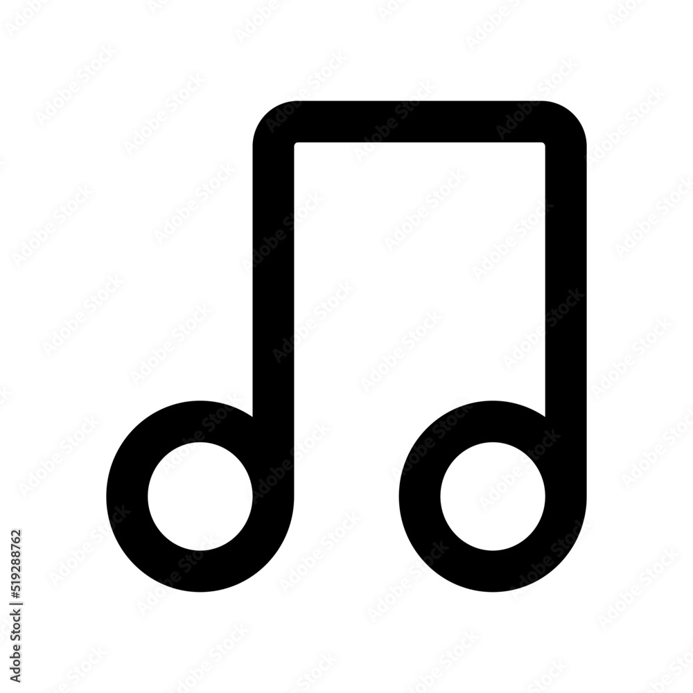 Two Beamed Musical Note Outline Style Two Beamed Musical Note Outline Style
