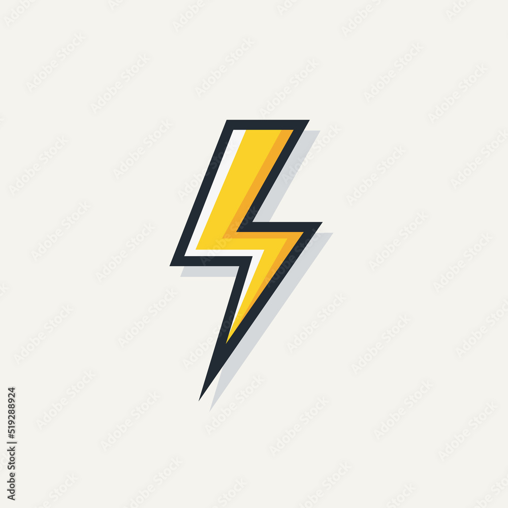 Yellow electric lightning bold vector symbol isolated on white background for electric power logo, poster, t shirt. Thunder icon. Storm pictogram. Flash light sign. 10 eps Yellow electric lightning bold vector symbol isolated on white background for electric power logo, poster, t shirt. Thunder icon. Storm pictogram. Flash light sign. 10 eps