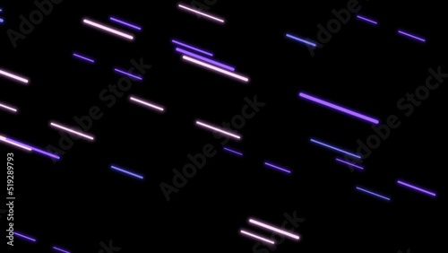 Abstract looping animation of glowing diagonal lines streaming across the screen. Alpha channel. Deep purple and light pinks.