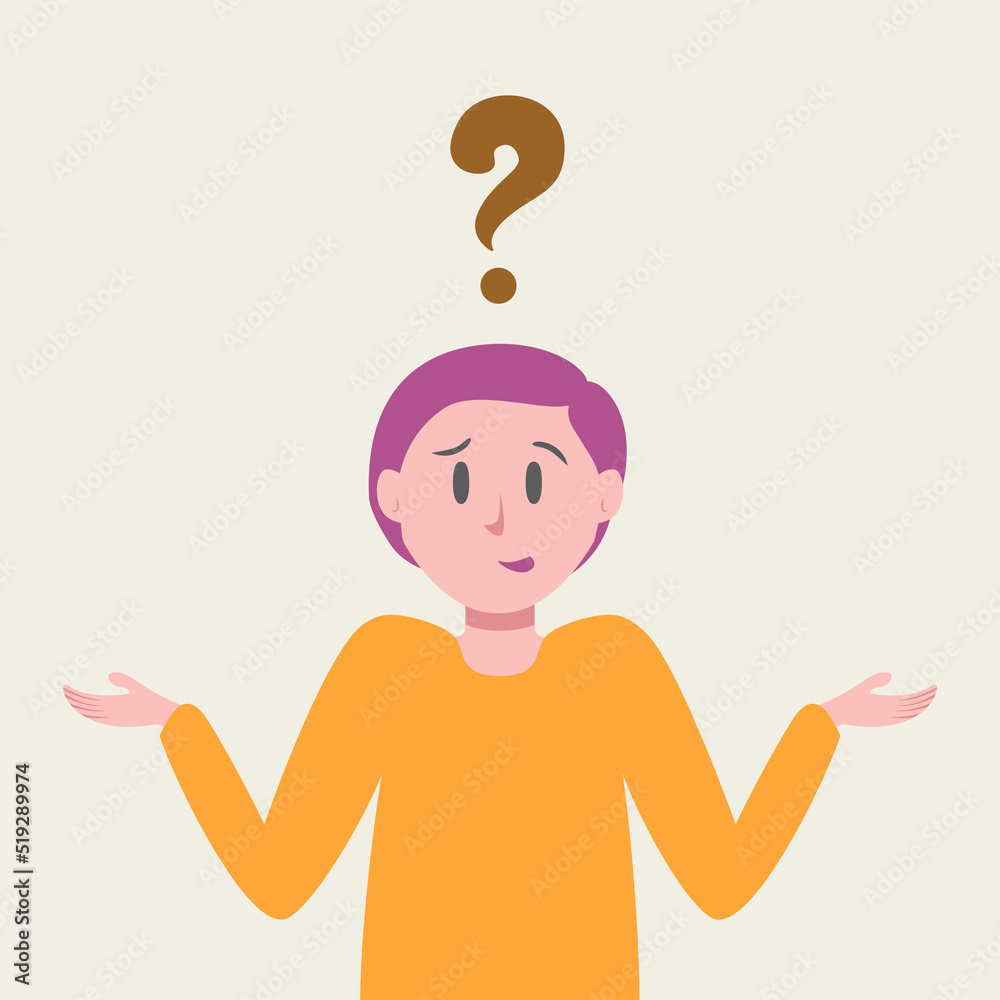 Cute woman thinks about problem concept cartoon style. Thinking businesswoman have a question. Confused young girl illustration. Smart woman thought about. Vector 10 eps Cute woman thinks about problem concept cartoon style. Thinking businesswoman have a question. Confused young girl illustration. Smart woman thought about. Vector 10 eps