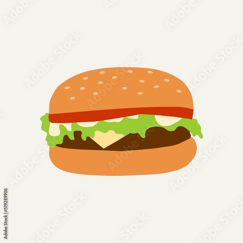 hamburger cartoon flat style. Fast food banner. Vector 10 eps