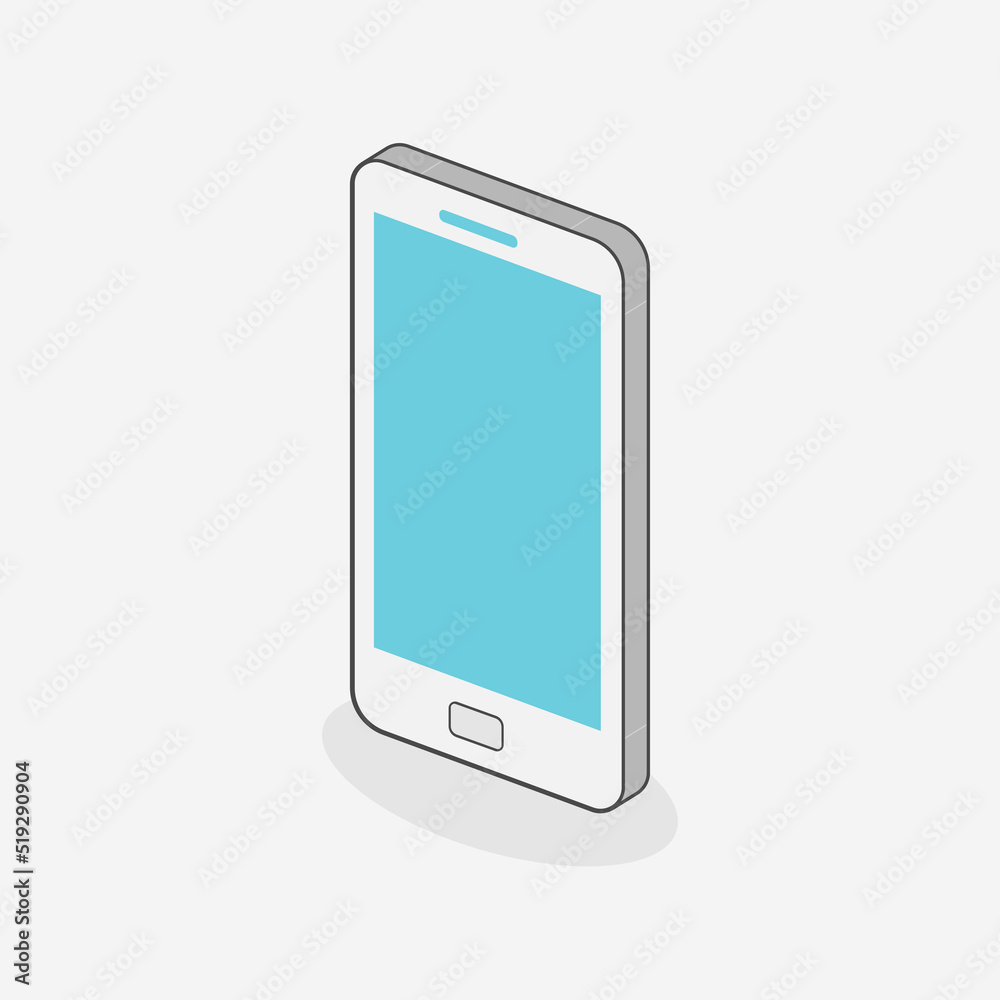 Vector phone isometric flat 3D style template with touchscreen display isolated on white background. Smartphone for website ui elements, app development, concept. 10 eps Vector phone isometric flat 3D style template with touchscreen display isolated on white background. Smartphone for website ui elements, app development, concept. 10 eps