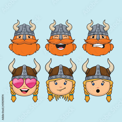 Funny viking cartoon face vector art 