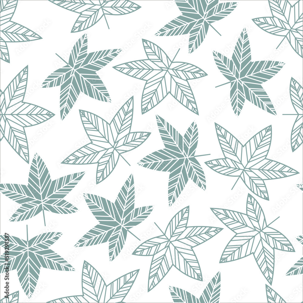 Vector pattern with line art autumn leave