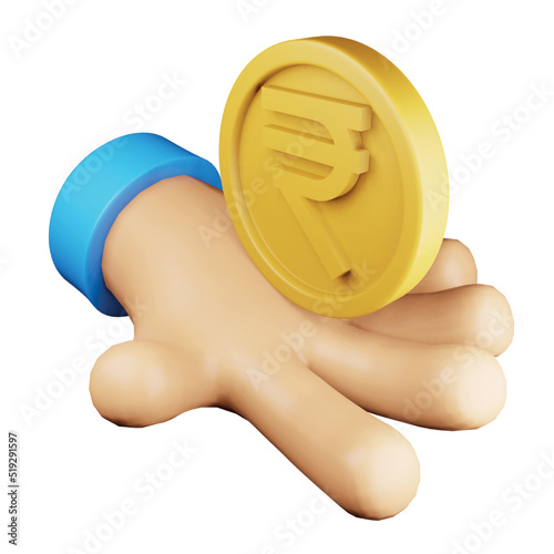 Rupee hand 3d rendering isometric icon.